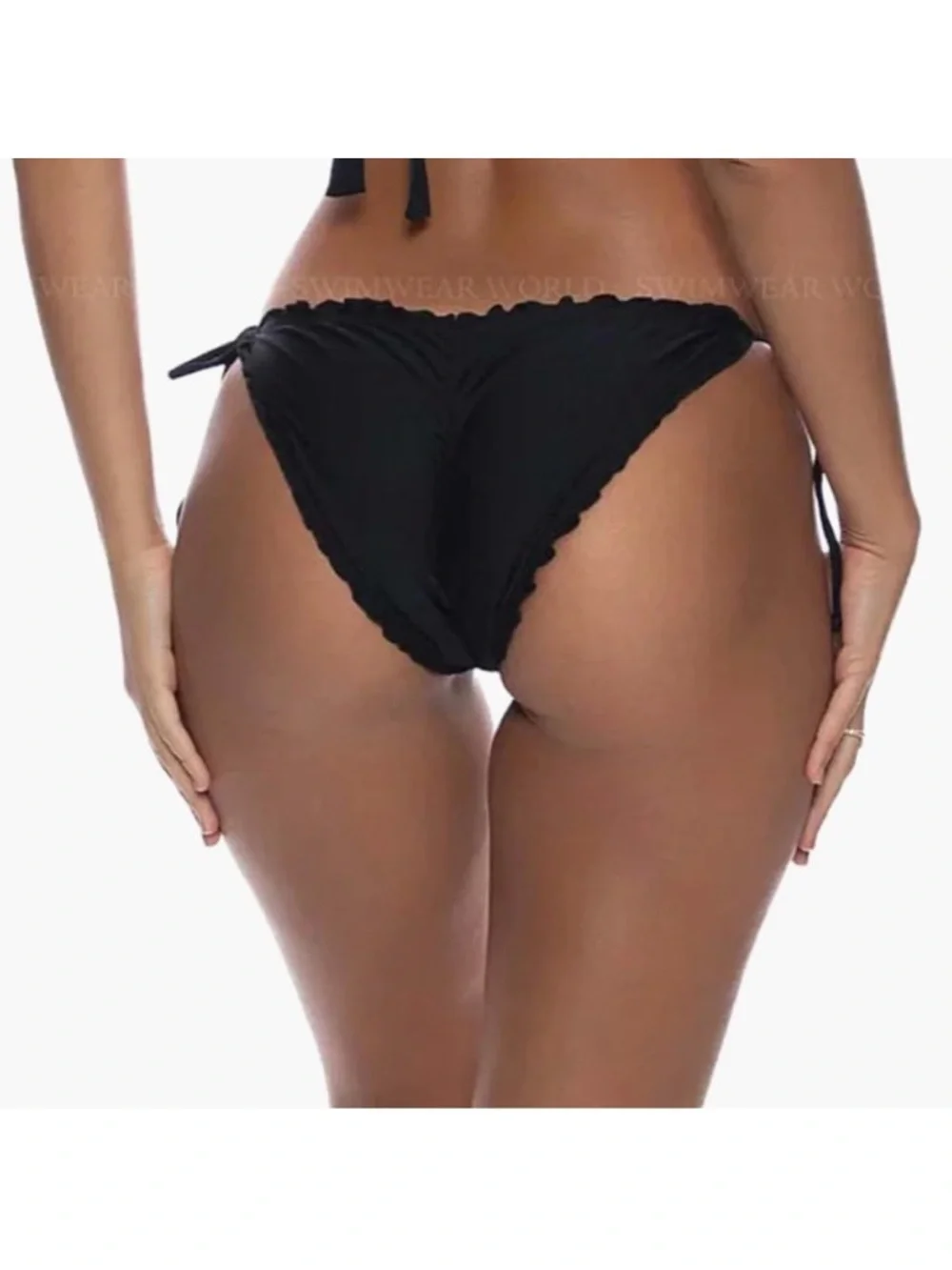 Luli Fama Black Tie-Side Scrunch Bikini Bottoms small - Picture 3 of 4